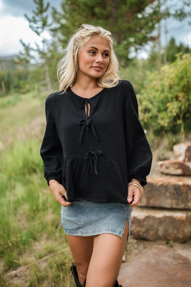 Close To Me Black Bow Detail Blouse FINAL SALE - Terpint