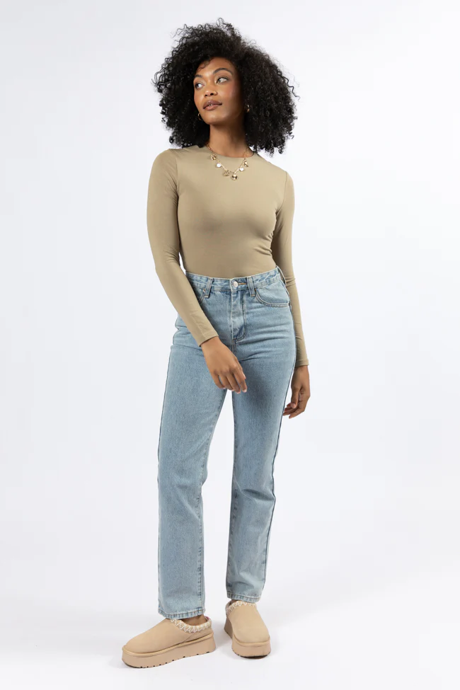 Lucky Me Olive Crew Neck Bodysuit FINAL SALE - Terpint