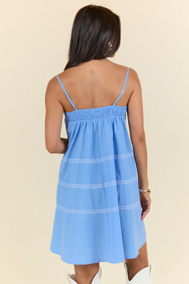 Wonderful Thoughts Blue Bow Tie Mini Dress FINAL SALE - Terpint