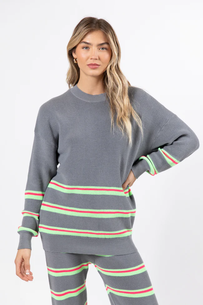 Seeing Stripes Pink and Green Striped Sweater FINAL SALE - Terpint