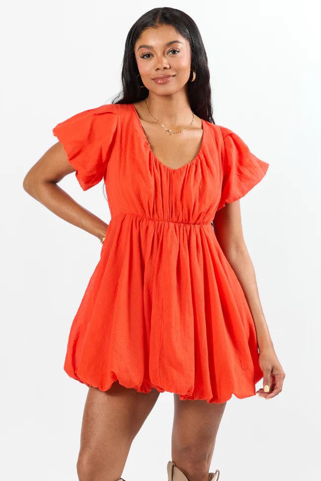 Almost Daylight Red Bubble Hem Mini Dress DOORBUSTER - Terpint