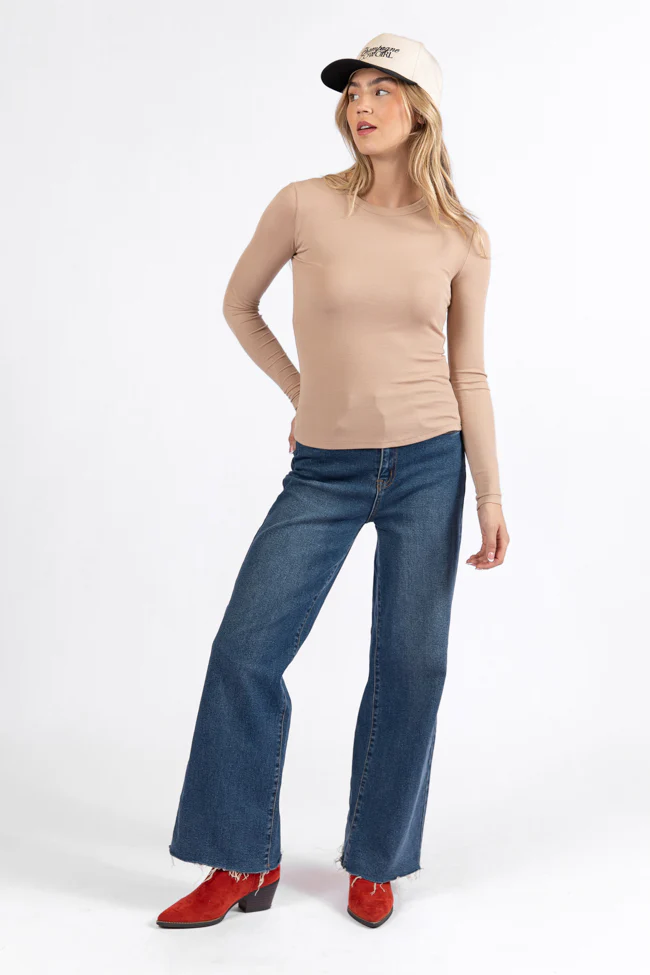 Make Your Choice Tan Ribbed Long Sleeve Tee FINAL SALE - Terpint