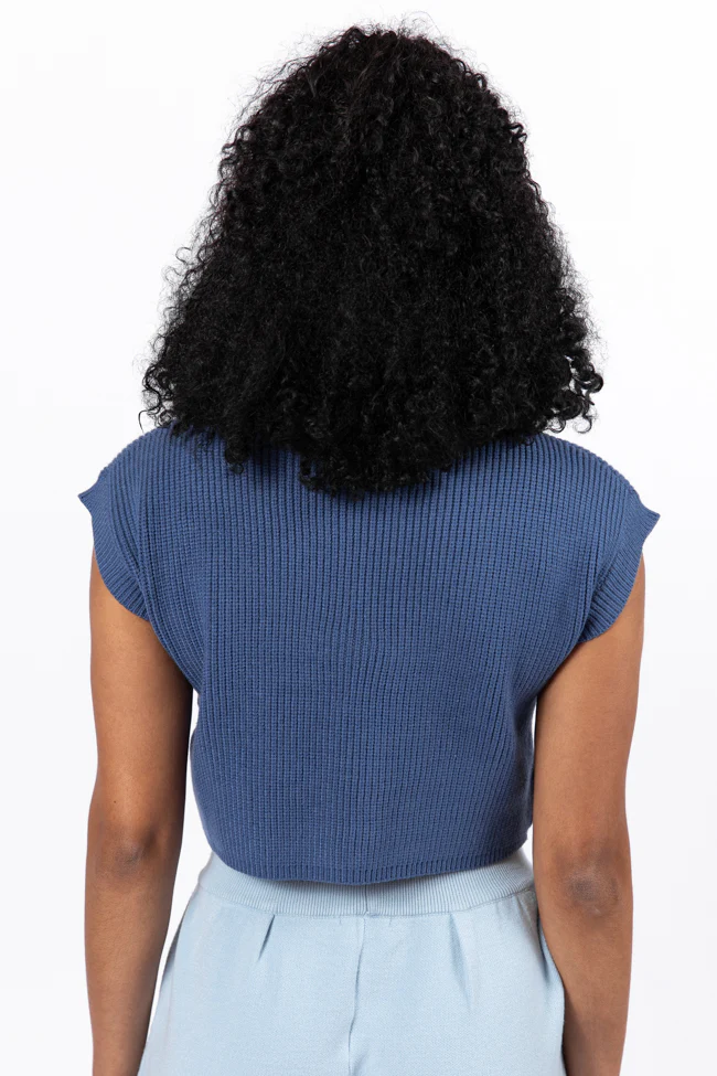 The One I Want Navy Short Sleeve Pocketed Sweater FINAL SALE - Terpint