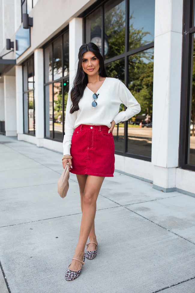 Let's Be Honest Ivory V-Neck Sweater FINAL SALE - Terpint