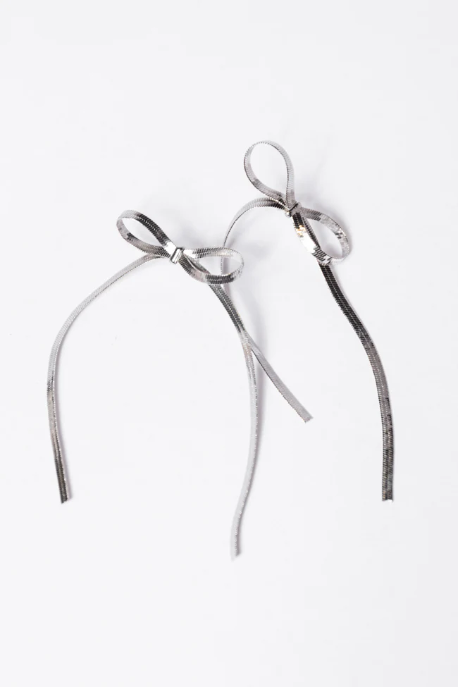Snake Chain Silver Bow Earrings SALE - Terpint