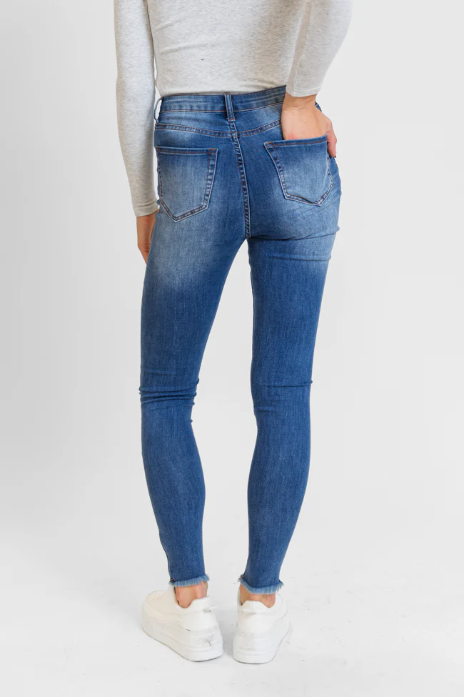 Chelsie Medium Wash Busted Knee Tall Skinny Jeans FINAL SALE - Terpint