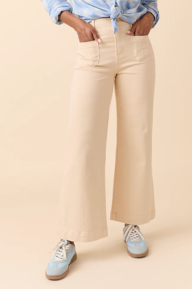 Judith Vanilla Cream High Rise Wide Leg Jeans - Terpint