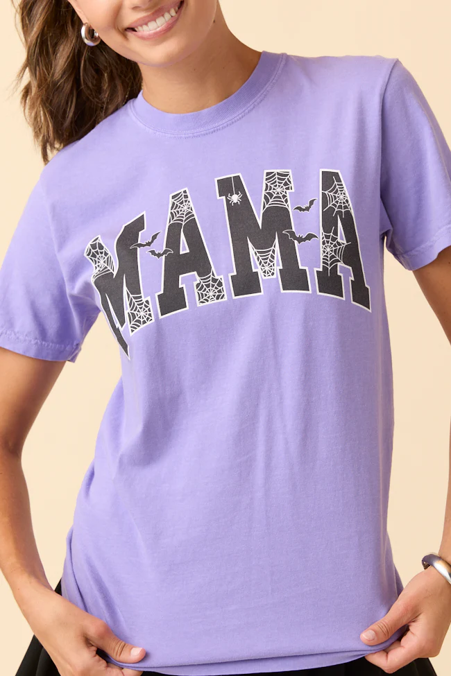 Mama Block Halloween Printed Violet Graphic Tee - Terpint