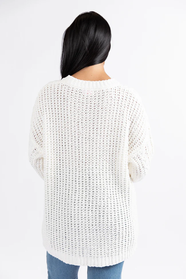 Wide Open Spaces Ivory Oversized Chenille Crew Neck Sweater FINAL SALE - Terpint