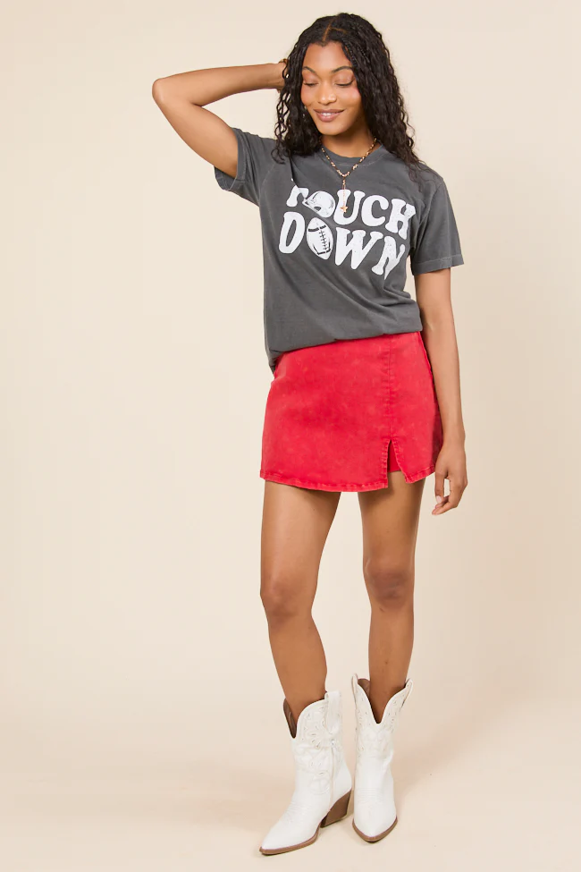 Touchdown Printed Dark Grey Graphic Tee - Terpint