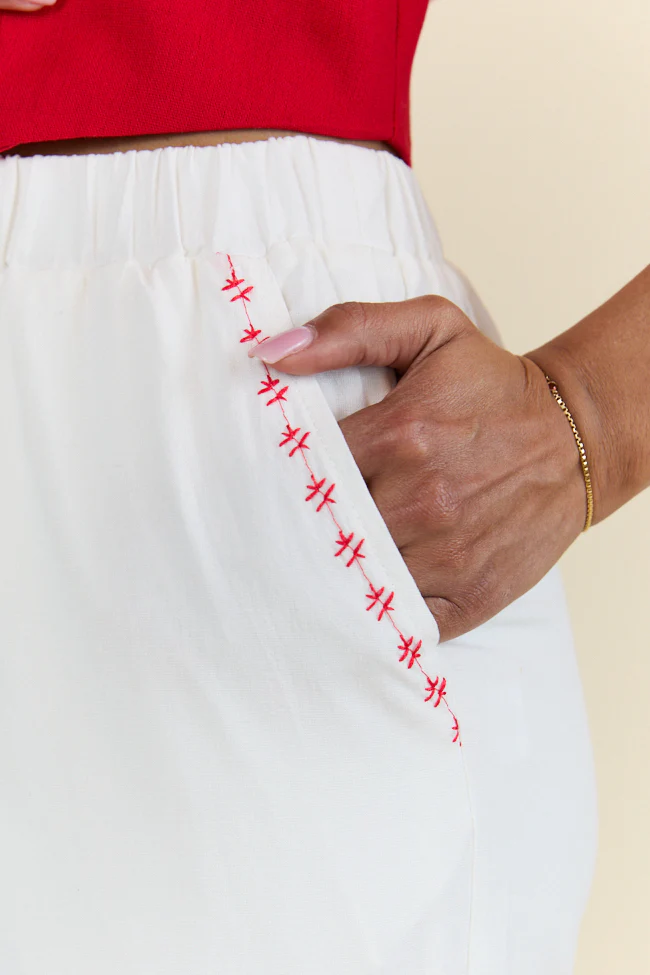 Just Feels Right Off-White Embroidered Pants FINAL SALE - Terpint