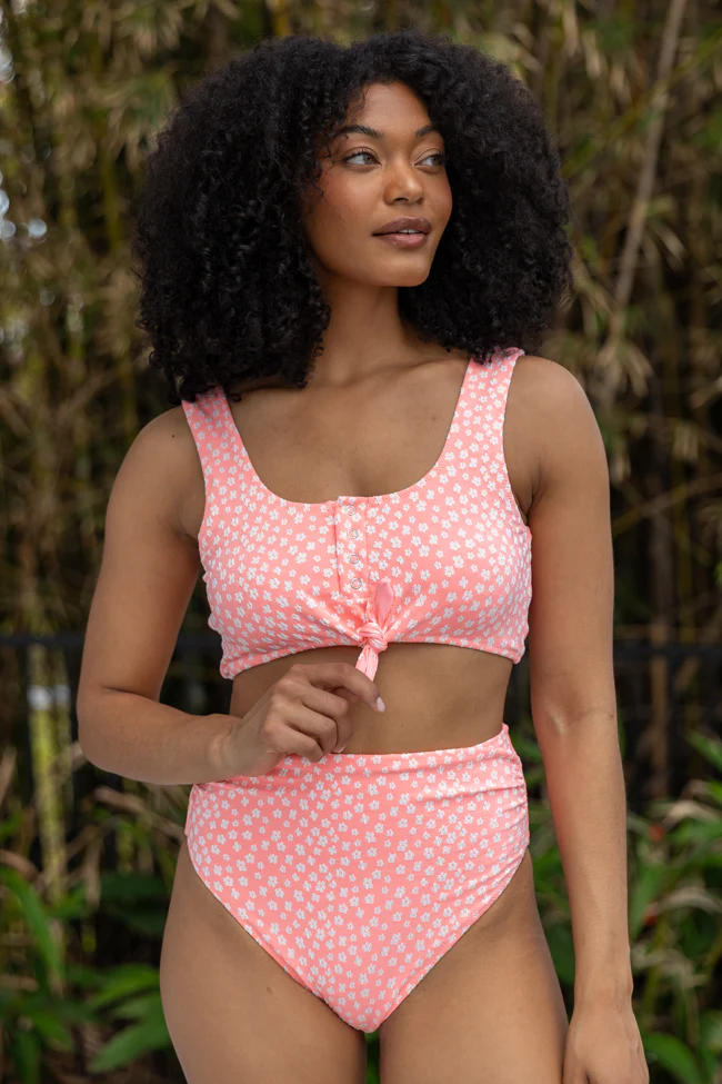 Botanical Bay Coral Floral Bikini Top FINAL SALE - Terpint