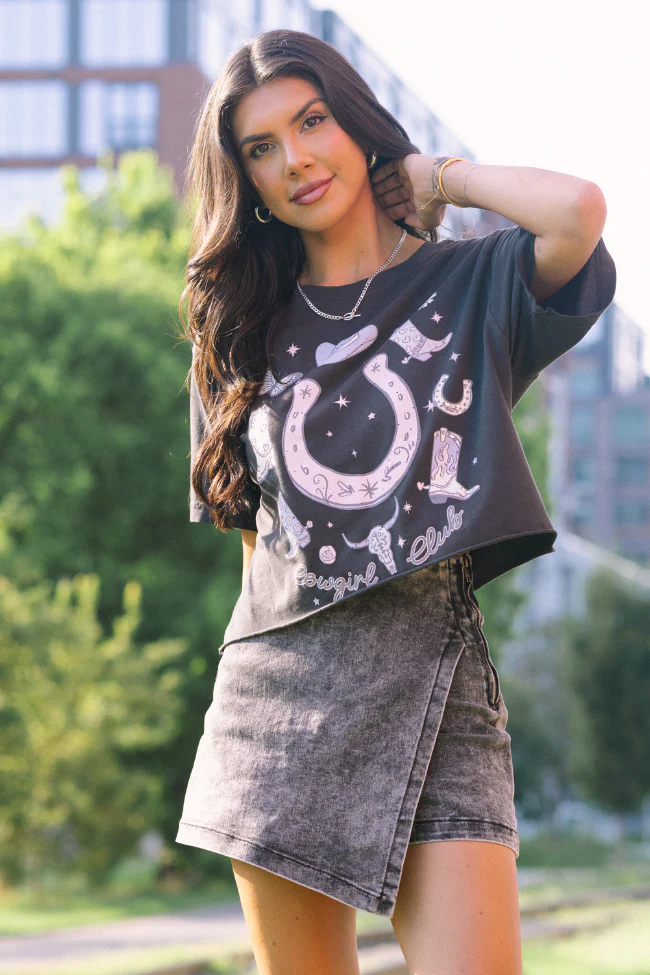 Zutter Cowgirl Club Black Graphic Tee - Terpint