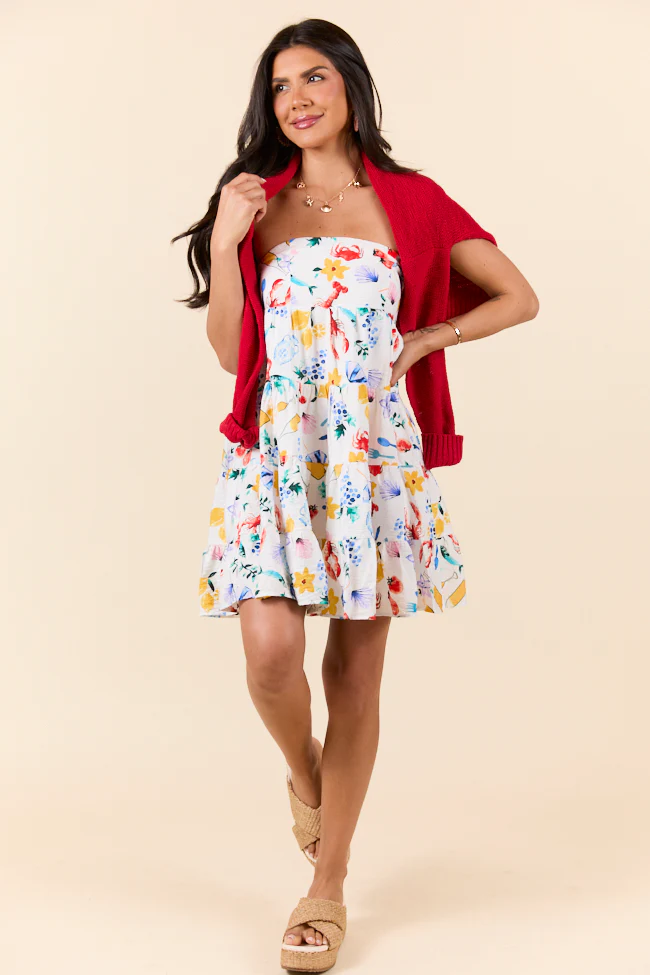 Sweet Thing Summer Girl Dinner Strapless Printed Mini Dress FINAL SALE - Terpint