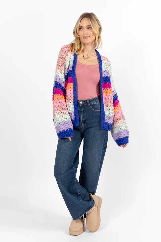Forgot You Existed Navy Multi Striped Cardigan FINAL SALE - Terpint