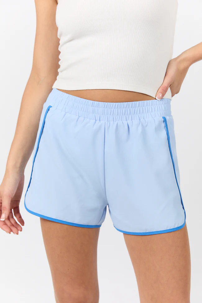 On The Move Blue Running Shorts With Contrast Trim FINAL SALE - Terpint