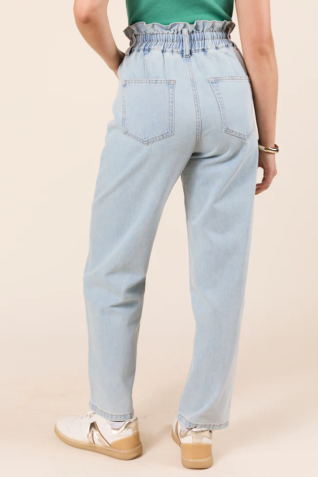 Gracie Light Wash Tie Waist Jeans - Terpint