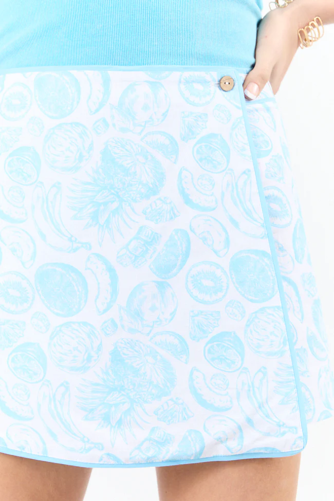 Not So Simple Blue Fruit Print Skort - Terpint
