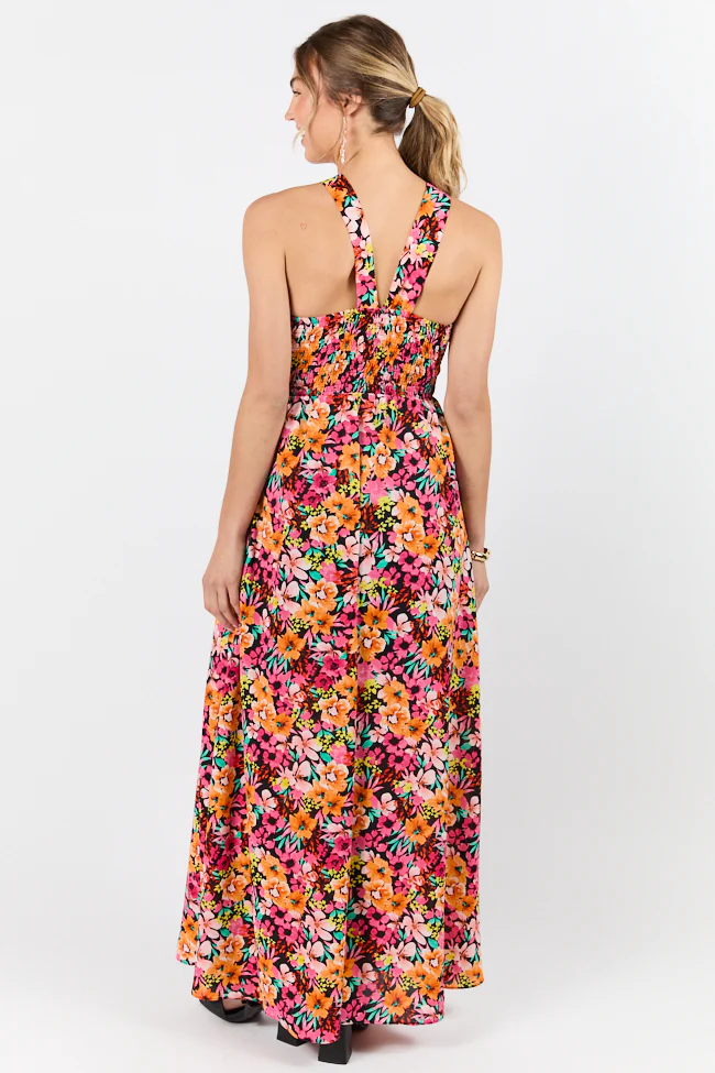 Waterside Elegance Multi Floral Halter Neck Maxi Dress FINAL SALE - Terpint