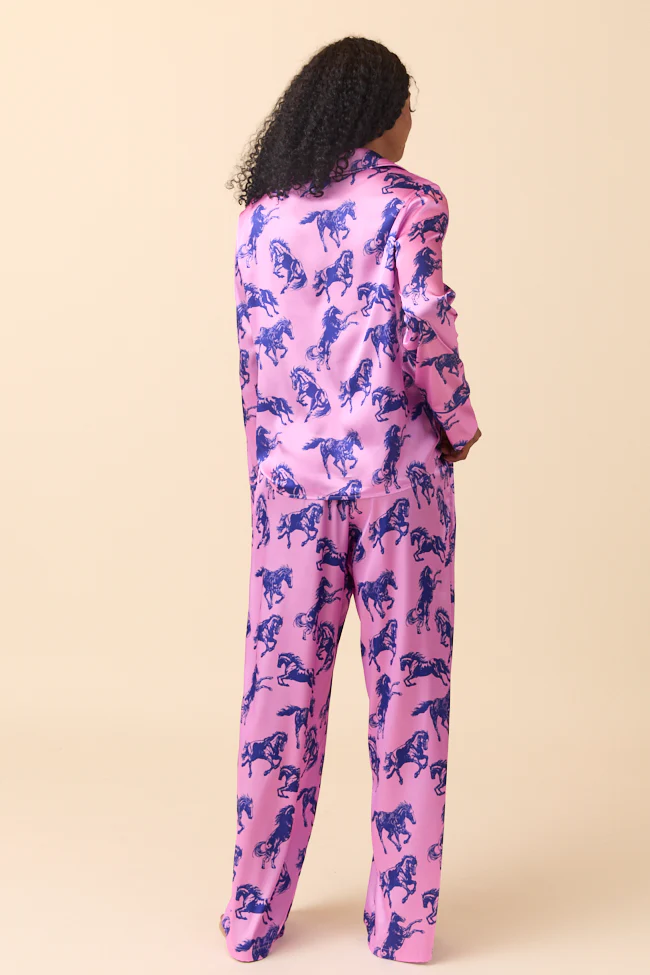 The Kylie Pink Wild Horses Pajama Set Just Classically Cassidy X Pink Lily - Terpint