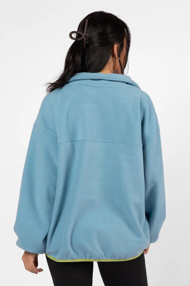 Outside The Box Blue Contrast Trim Fleece Pullover FINAL SALE - Terpint