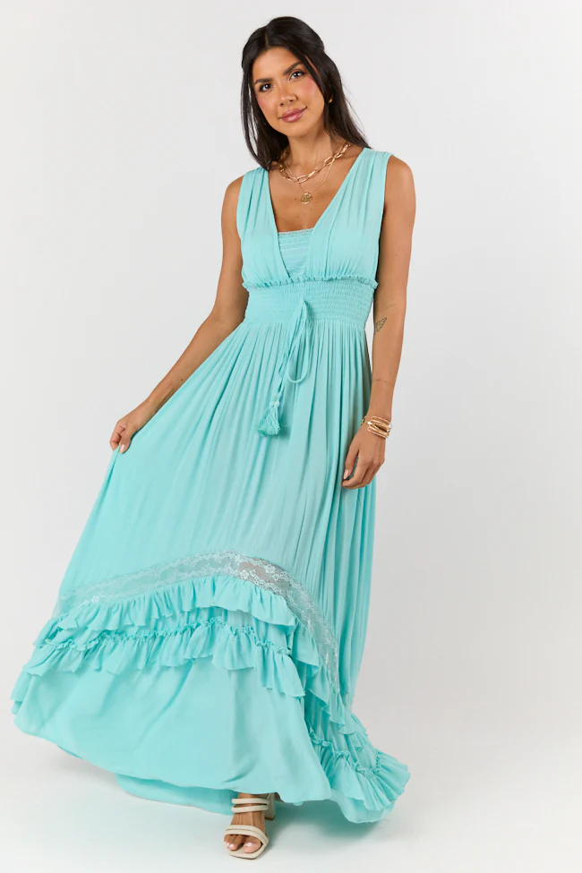 Lucky To Have You Light Blue Sleeveless Maxi Dress SALE - Terpint