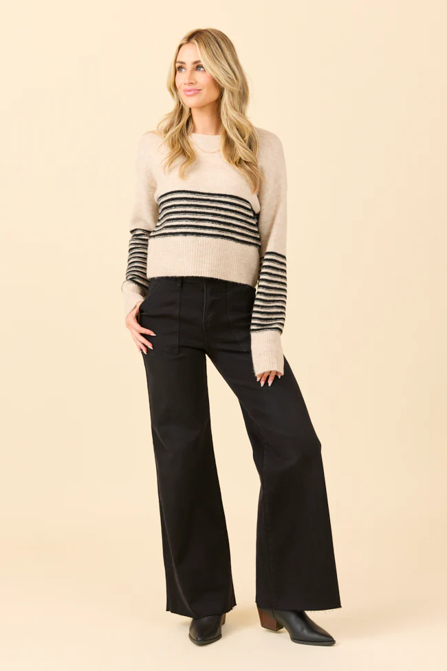 Cora Black Rock High Rise Wide Leg Jeans - Terpint