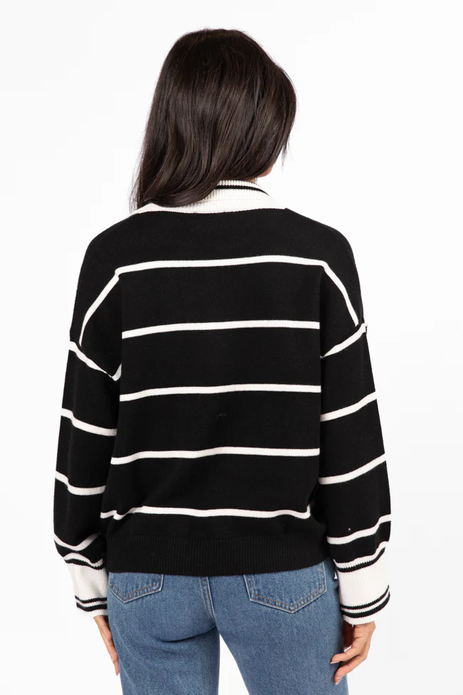 Imagine That Black Striped Collared Sweater - Terpint