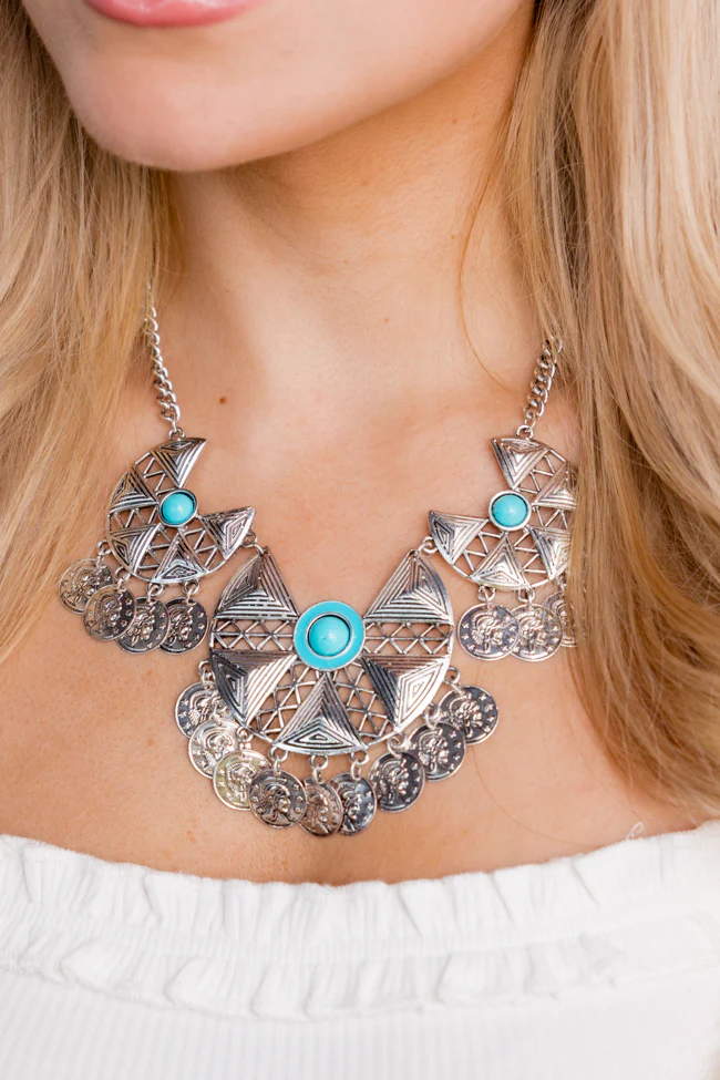 Silver Turquoise Statement Necklace FINAL SALE - Terpint