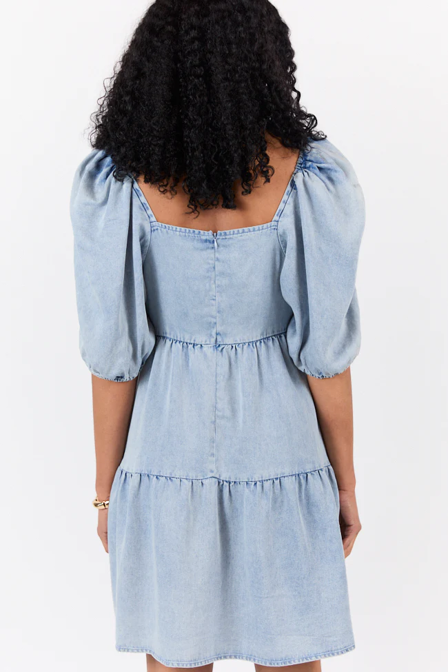 Believe Me Chambray V-neck Mini Dress DOORBUSTER - Terpint