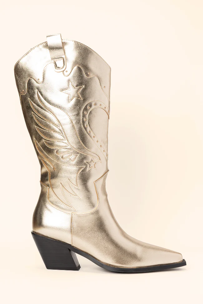 Everlyn Gold Metallic Western Boots DOORBUSTER - Terpint