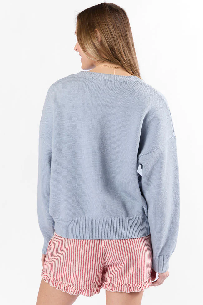 Too Much To Bear Light Blue Cherries Sweater - Terpint