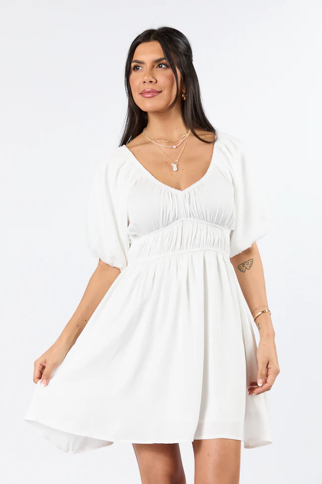 When In Paradise White Solid Mini Dress FINAL SALE - Terpint