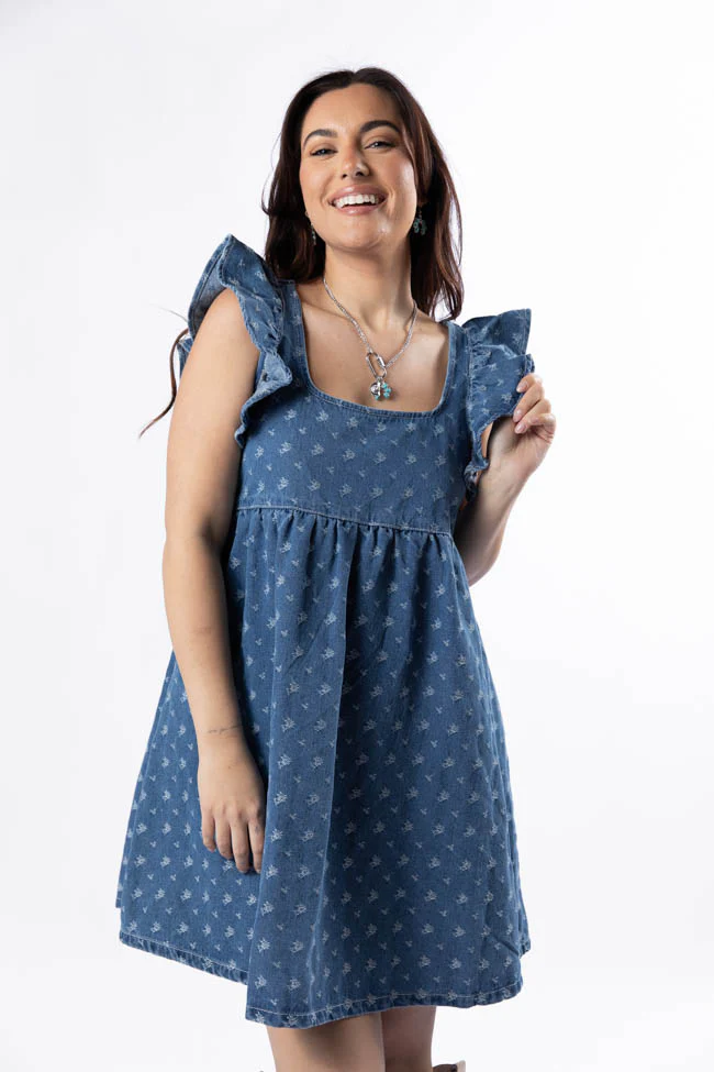 Back Home Burnout Detail Denim Babydoll Dress SALE - Terpint