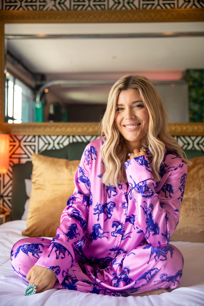 The Kylie Pink Wild Horses Pajama Set Just Classically Cassidy X Pink Lily - Terpint