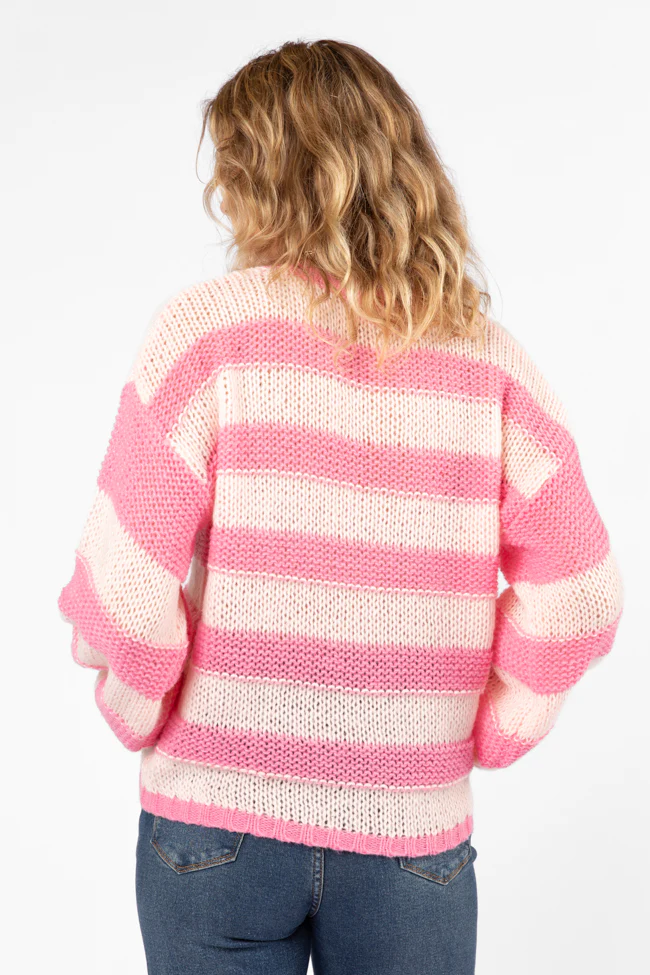 I Always Believe Pink Textured Stripe Sweater FINAL SALE - Terpint