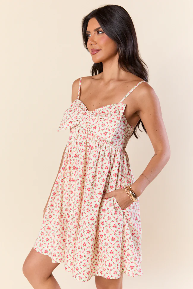 Tied Touch Floral Big Bow Mini Dress FINAL SALE - Terpint