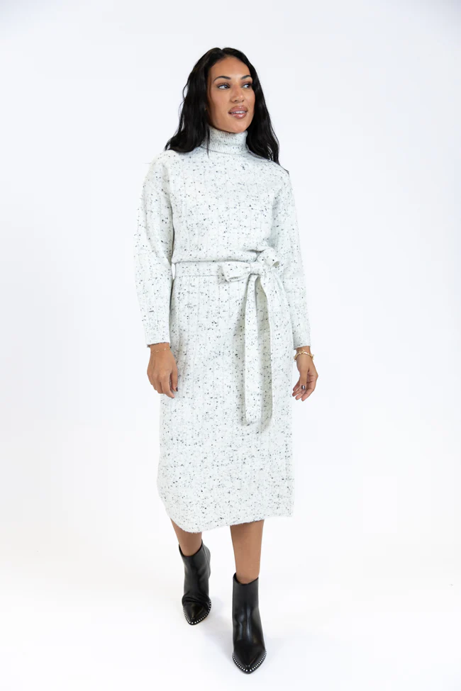Belong To Me Grey Slub Knit Belted Midi Dress FINAL SALE - Terpint