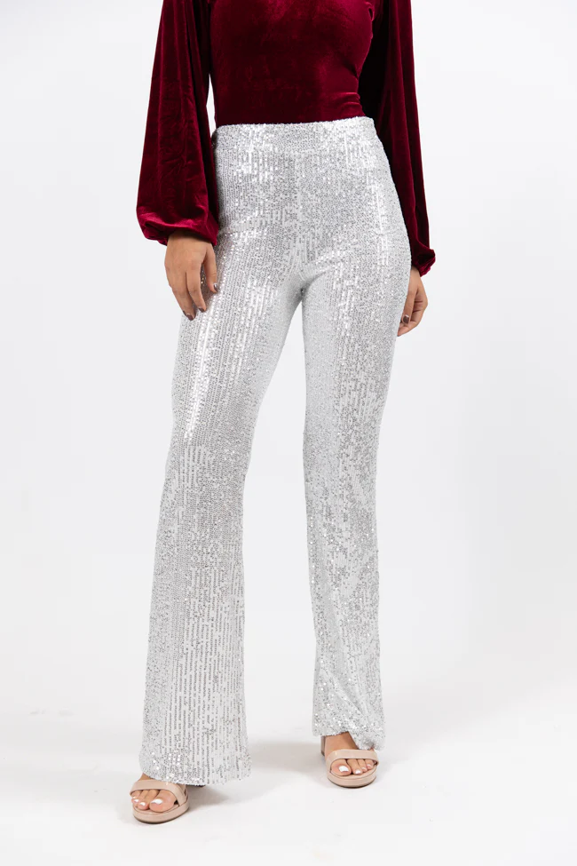 Queen of Hearts Silver Sequin Flare Pants FINAL SALE - Terpint