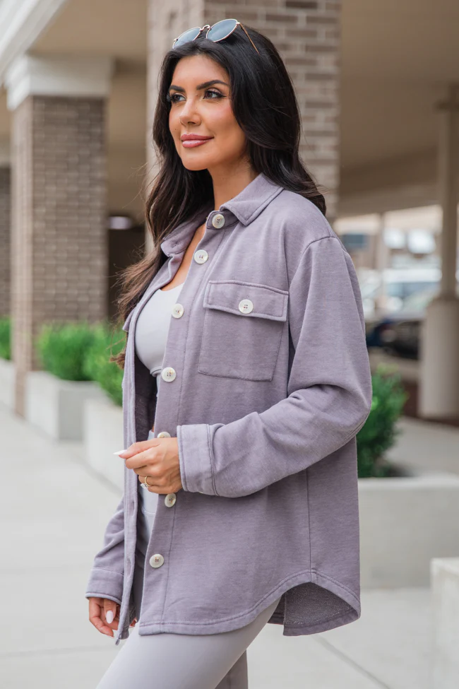 Learn As You Go Taupe Acid Wash Knit Shacket FINAL SALE - Terpint