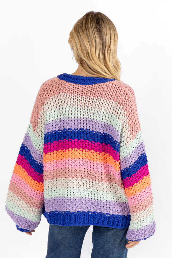 Forgot You Existed Navy Multi Striped Cardigan FINAL SALE - Terpint