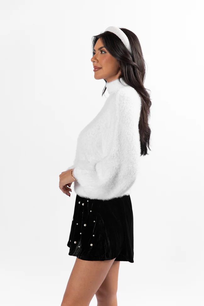 Beyond Me White Fuzzy Turtleneck Sweater FINAL SALE - Terpint
