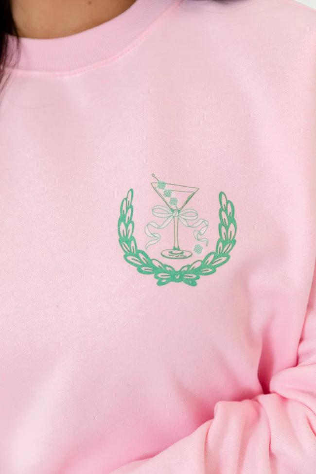 Cocktails And Country Clubs Light Pink Graphic Sweatshirt - Terpint