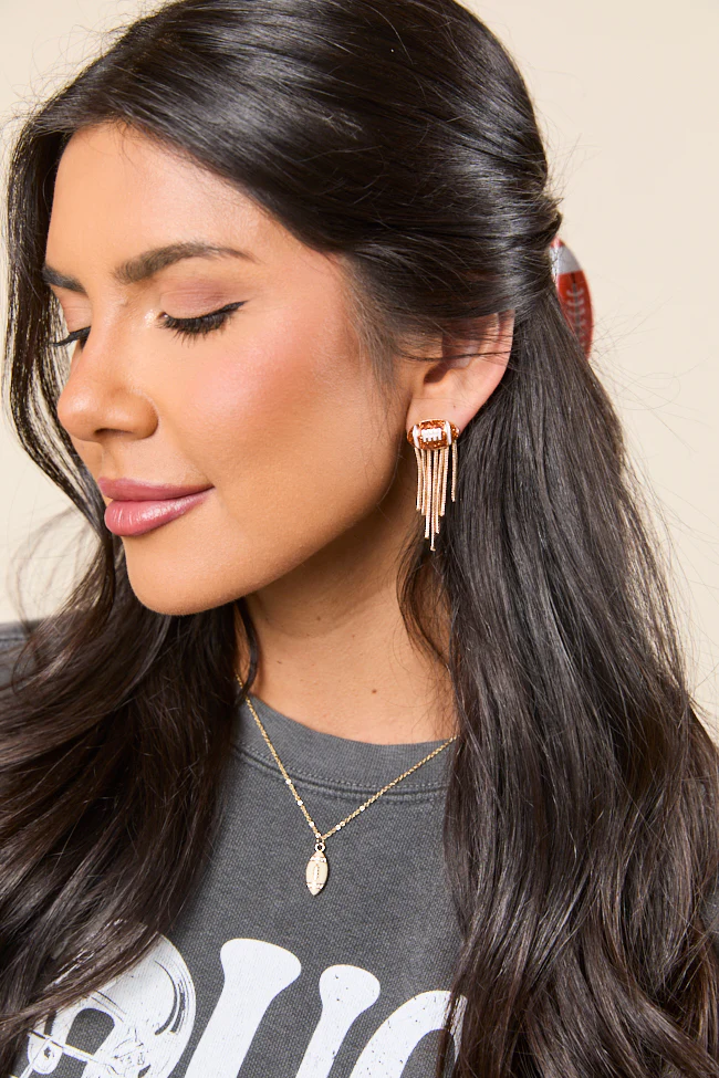 Jackson Brown Football Fringe Earrings - Terpint