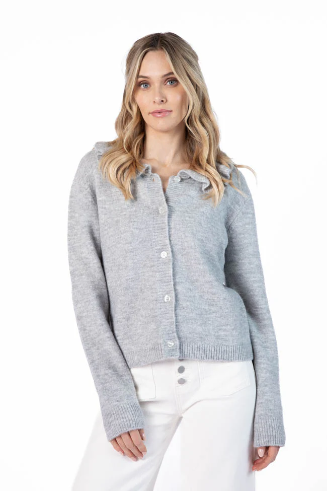 Just A Feeling Grey Collared Cardigan FINAL SALE - Terpint