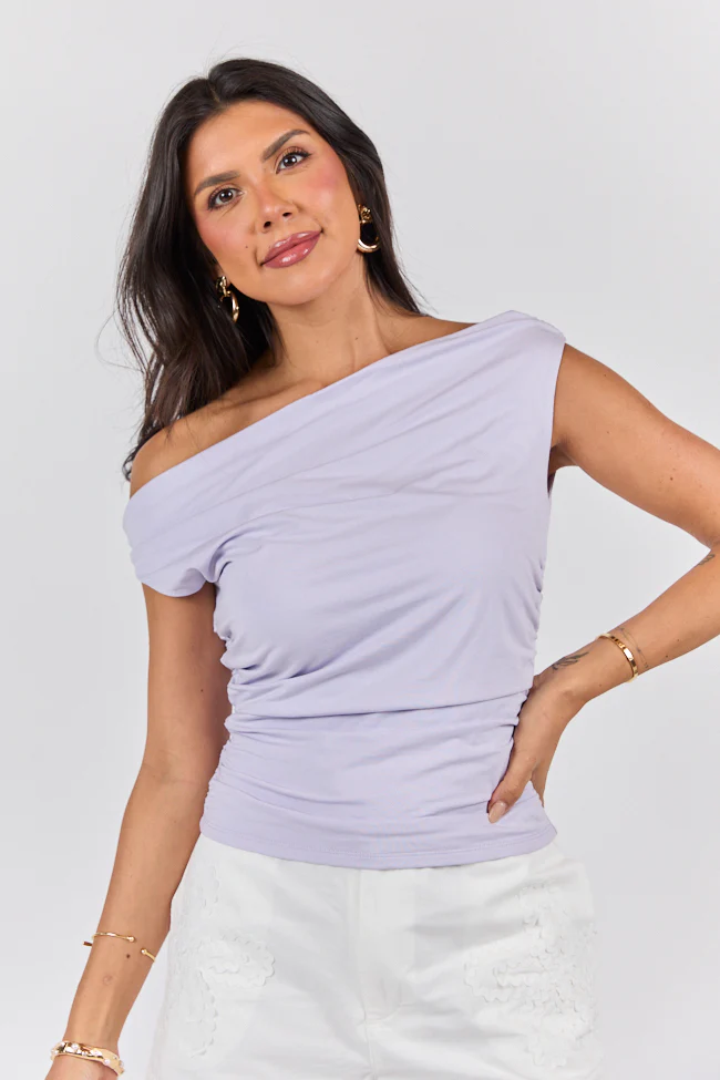 Off Topic Purple Ruched Off The Shoulder Knit Top - Terpint