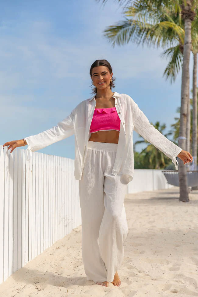Warmer Weather Ivory Gauze Button Down Top DOORBUSTER - Terpint