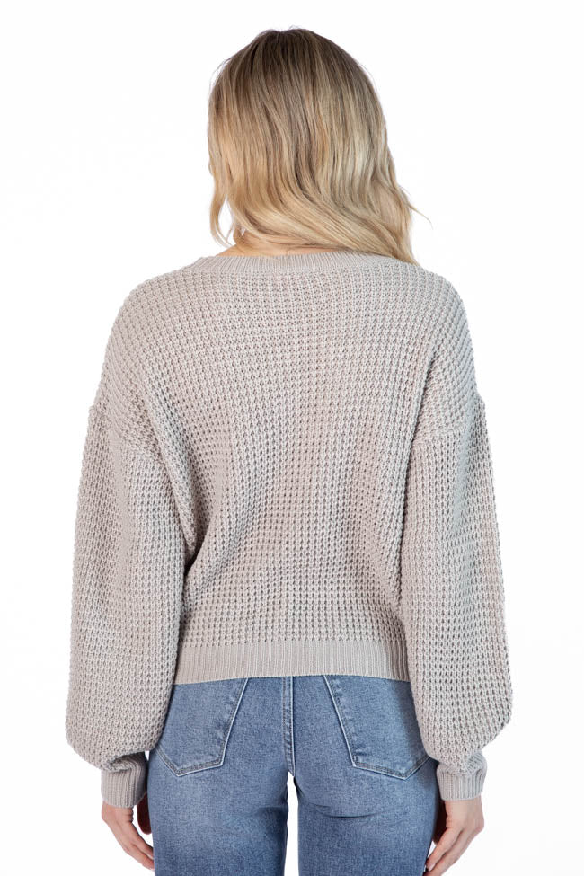 Match My Mood Taupe Textured Crew Neck Sweater FINAL SALE - Terpint
