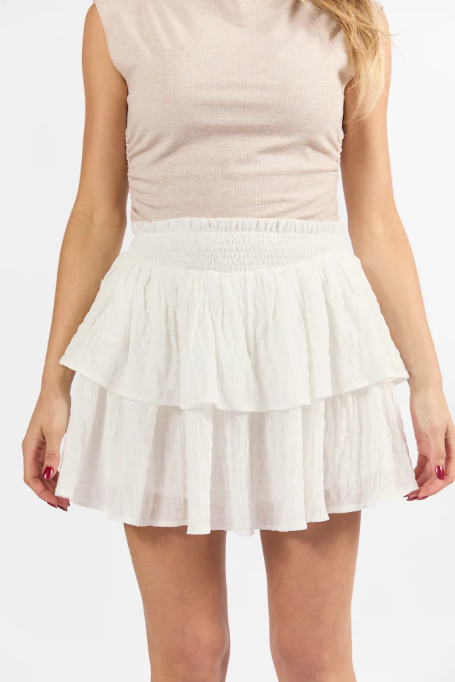 Breezy Ivory Textured Tiered Skort FINAL SALE - Terpint