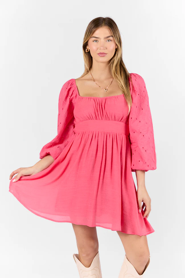 Beautiful Thoughts Pink Lace Sleeve Mini Dress FINAL SALE - Terpint